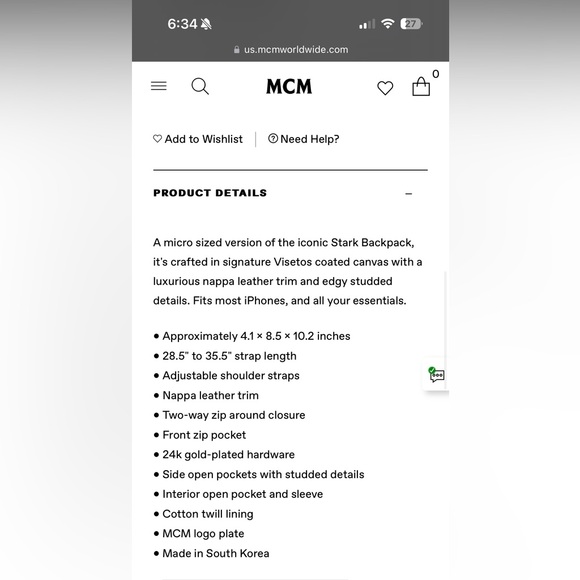 MCM STARK SIDE STUDS BACKPACK IN VISETOS - Picture 16 of 16